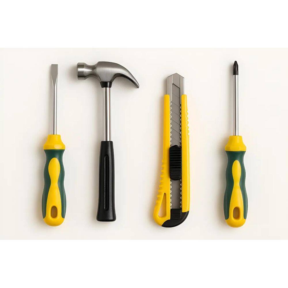 Kit Ferramentas 4 Peças Martelo, Estilete, Chave Philips E F