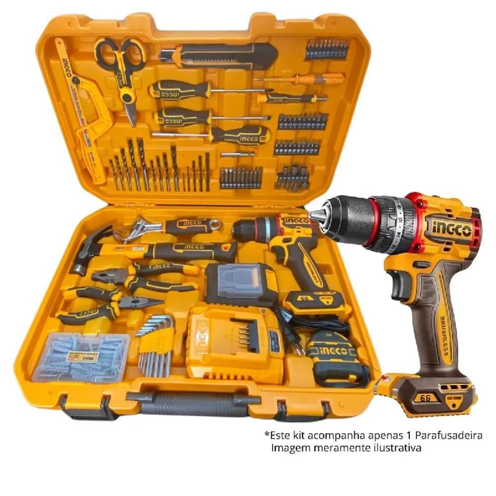 Furadeira E Parafusadeira De Impacto 20V Com 66Nm E 165 Pç