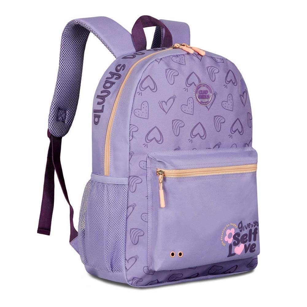 Mochila Juvenil 17” Feminina Lilás Self Love Mf25005 - Clio