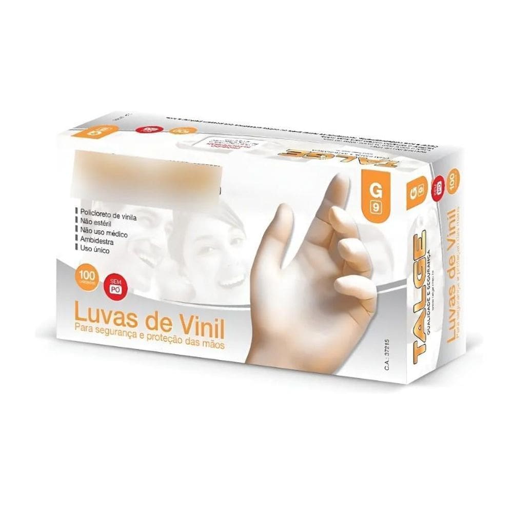 Luva De Vinil Sem Po C/100 Talge - Gg
