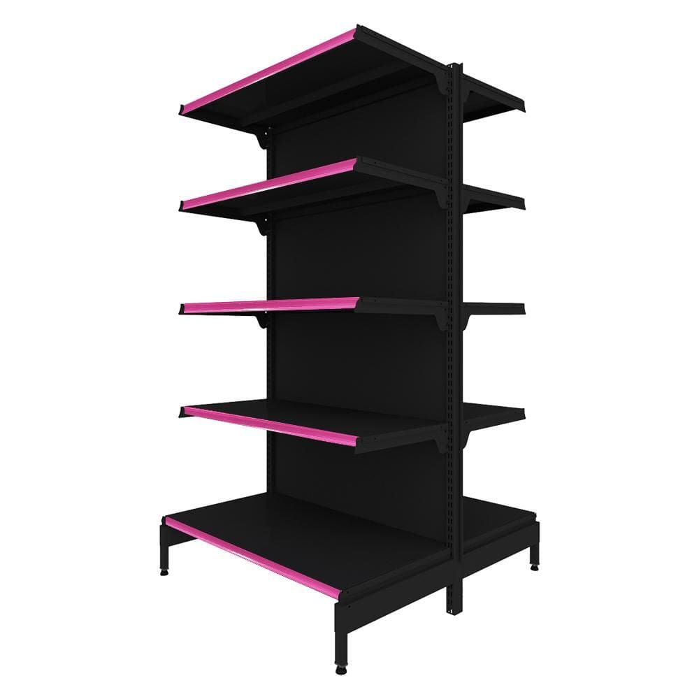 Gôndola Prateleira Preta 5 Níveis 40x30 New Plus 1,70 Central Inicial pe Rosa - sa Gôndolas