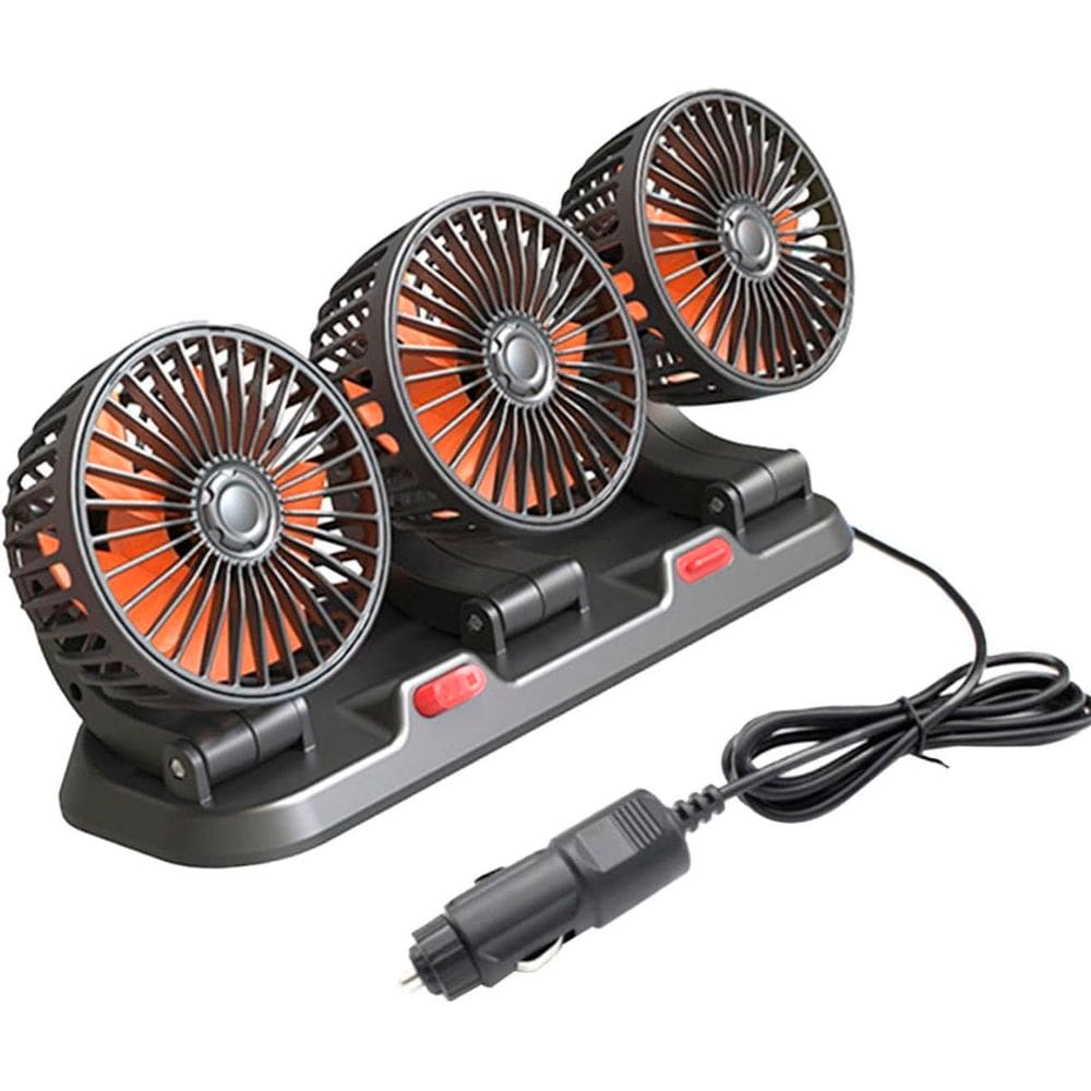 Ventilador Triplo Automotivo Carro Van Kombi Ajustavel 2 Velocidades Silencioso Verao Sol Calor Dias Quentes