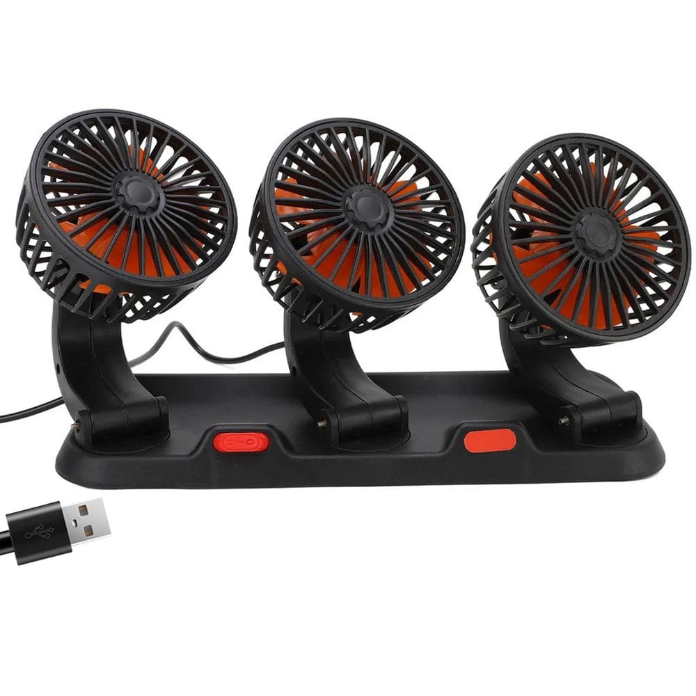 Ventilador Triplo Usb Carro Automotivo Mesa Escritorio Escrivaninha Silencioso 2 Velocidades Multiuso Verao Sol Calor