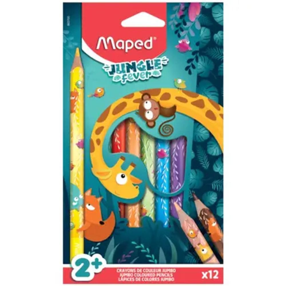 Lapis de Cor Jumbo Jungle Fever  12 Cores Maped