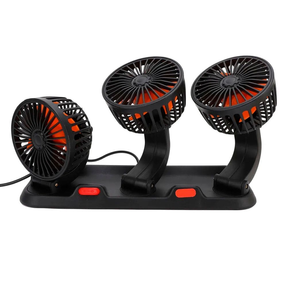 Ventilador Triplo USB Carro Escritorio Silencioso 2 Velocidades Auotomotivo Mesa Escrivaninha Verao Calor Sol
