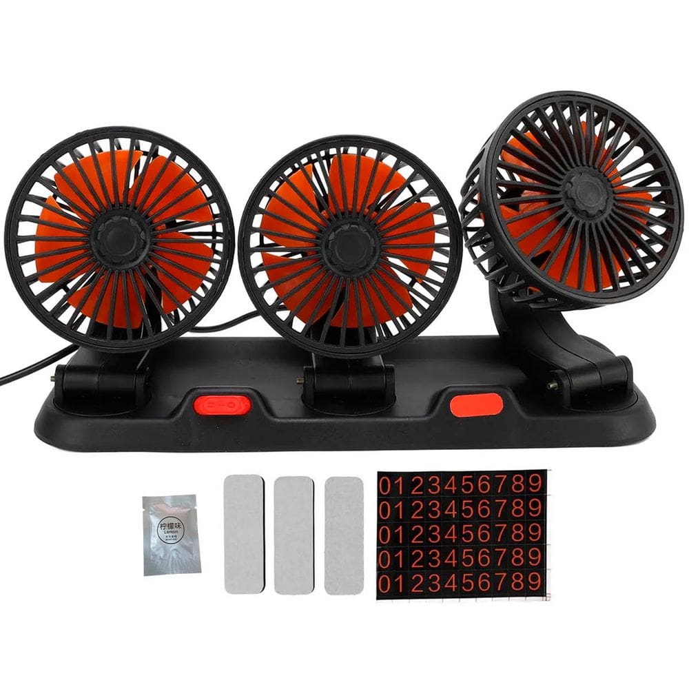 Ventilador Triplo Carro Escritorio Usb Escrivaninha Automotivo Silencioso 2 Velocidades Calor Sol Verao