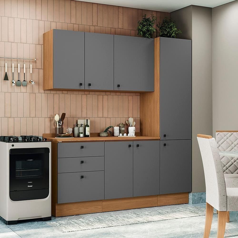 Armário De Cozinha Compacta 190cm Canela/cinza Sagrado Pixel Kappesberg