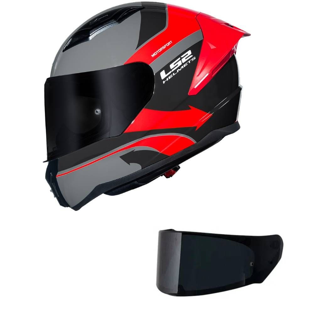 Capacete LS2 FF810 Vigo Vision Cinza e Vermelho Mais Viseira Fumê