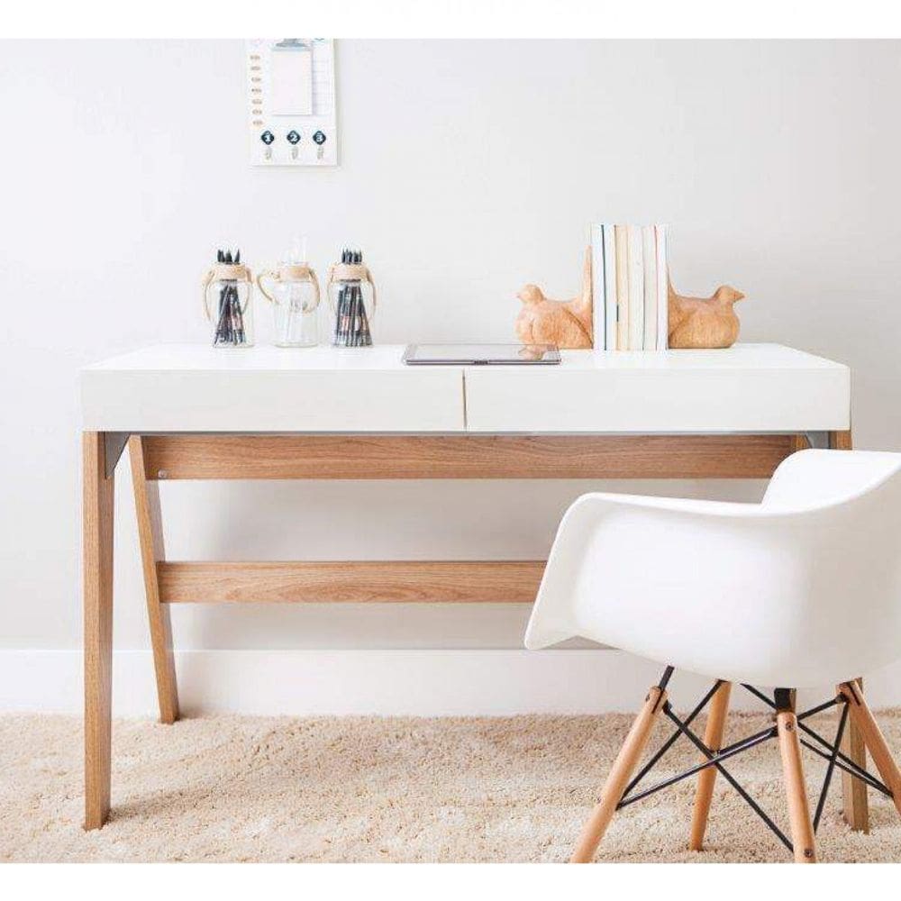 Escrivaninha Mesa Escritório 125cm 2 Gavetas 26105 Trend Hanover/Off  White