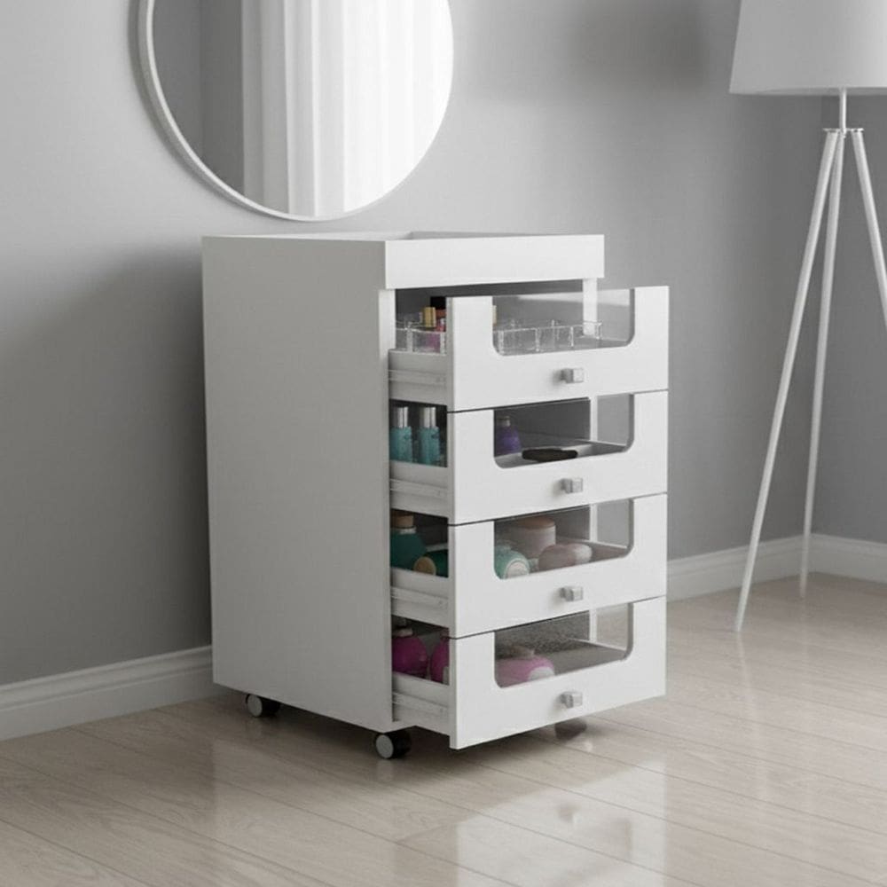 Gaveteiro Carrinho de Maquiagem 4 Gavetas  Pe2009 Branco