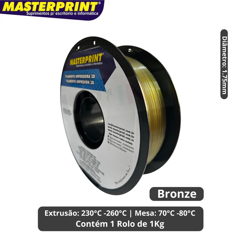 Filamento 3D - PETG Bronze - Rolo 1KG (1.75mm)