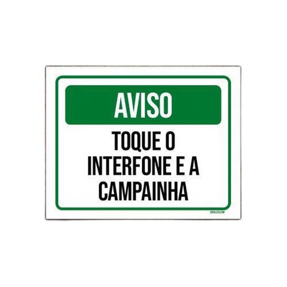 Placa Sinalização - Aviso Toque Interfone Campainha 27X35