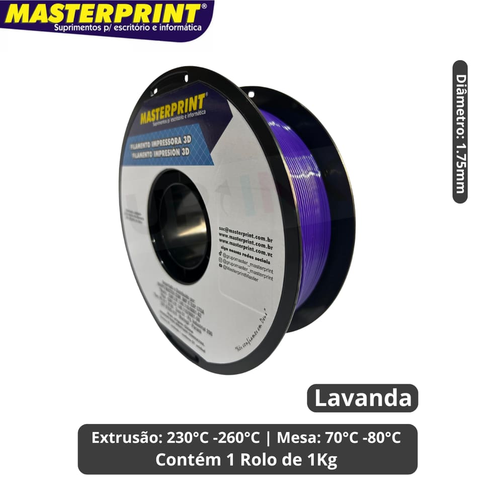 Filamento 3D - PETG Lavanda - Rolo 1KG (1.75mm)