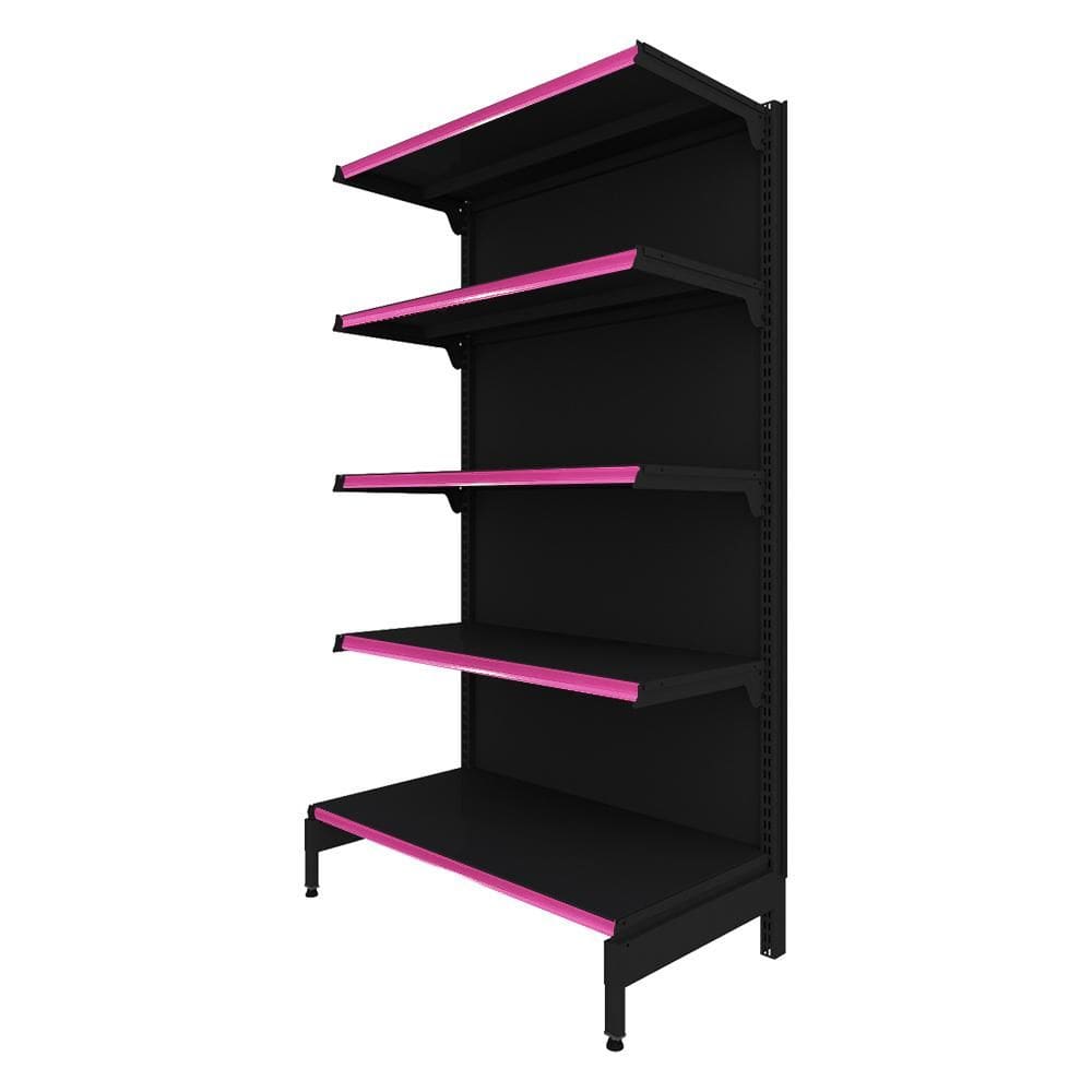Gôndola Prateleira Preta 5 Níveis 40x30 New Plus 1,70 Ponta pe Rosa - sa Gôndolas