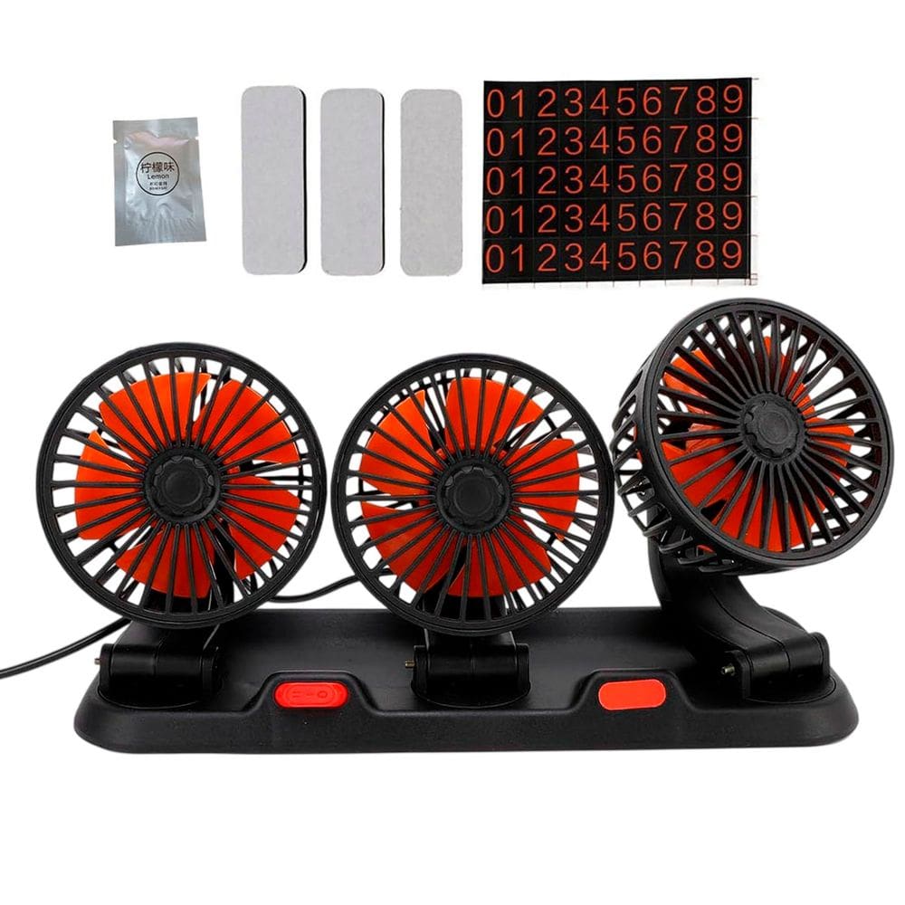 Ventilador Carro Triplo Automotivo Automovel Van Kombi 2 Velocidades Silencioso Calor Verao Sol Dias Quentes