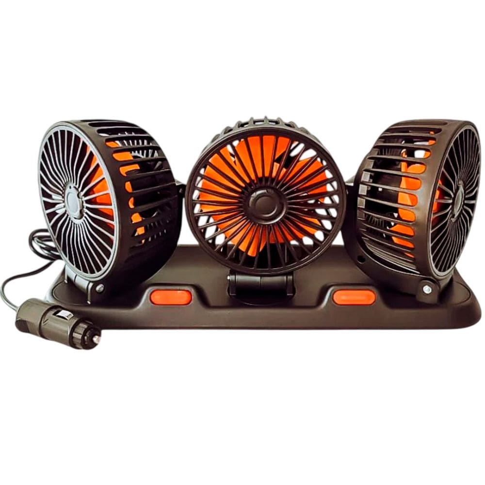 Ventilador Carro Automotivo Triplo Caminhao Van Kombi Onibus 2 Velocidades Ajustavel Verao Sol Calor Automovel