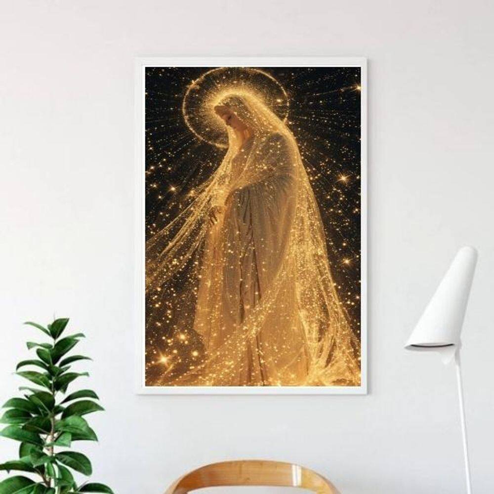 Quadro Nossa Senhora Manto De Luz Dourado 45X34Cm