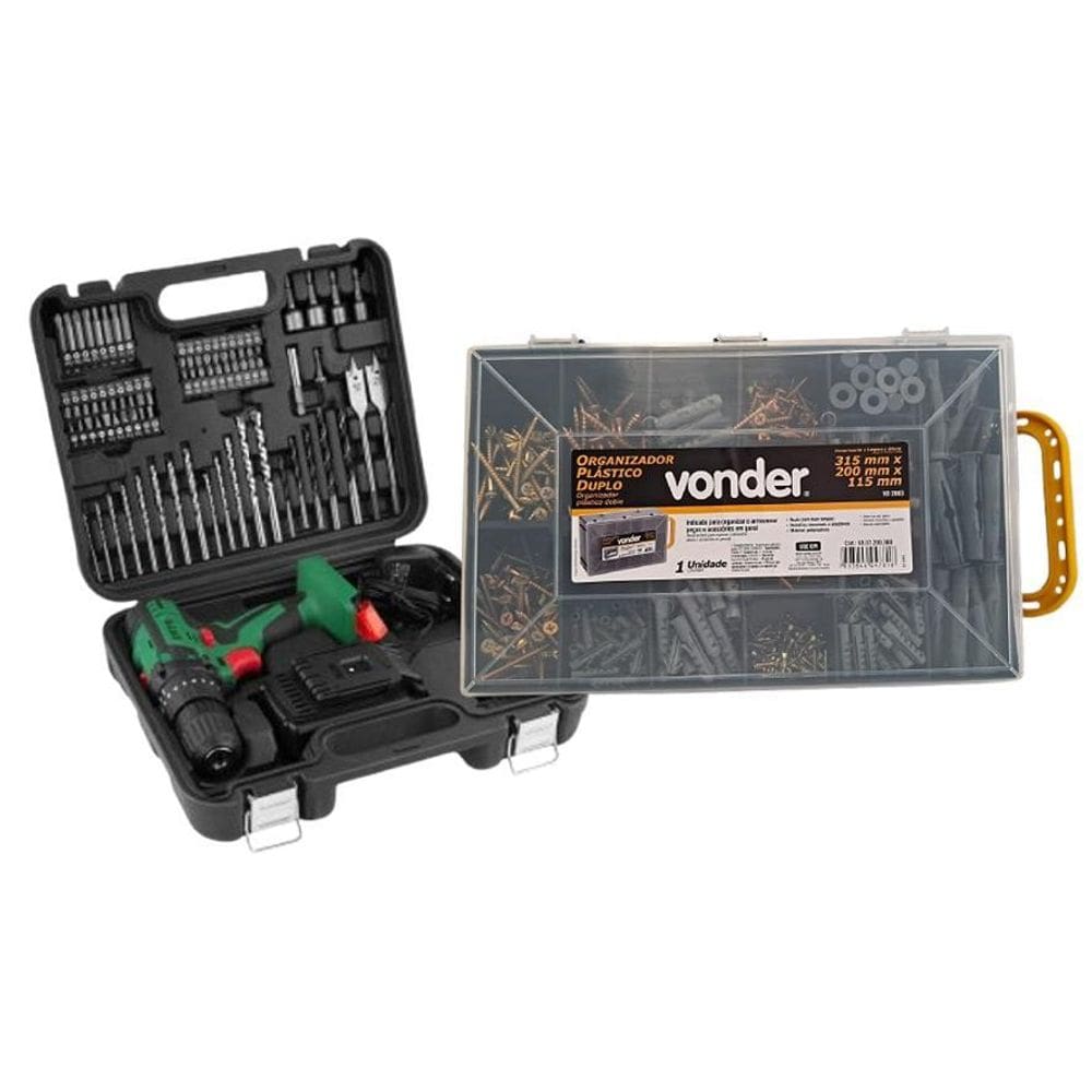 Parafusadeira Furadeira Bateria Pfd 074 Dwt + Kit 1000 Pçs