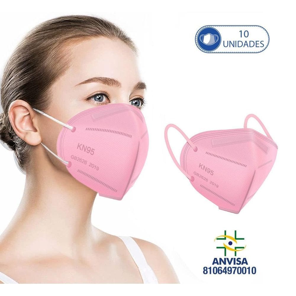10 Máscaras Respiratórias Kn95 Pff2 Wwdoll 5 Camadas Rosa