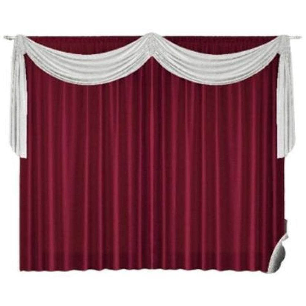 Cortina Quarto E Sala 2,00 X 1,80 Vinho Lais Com Bando