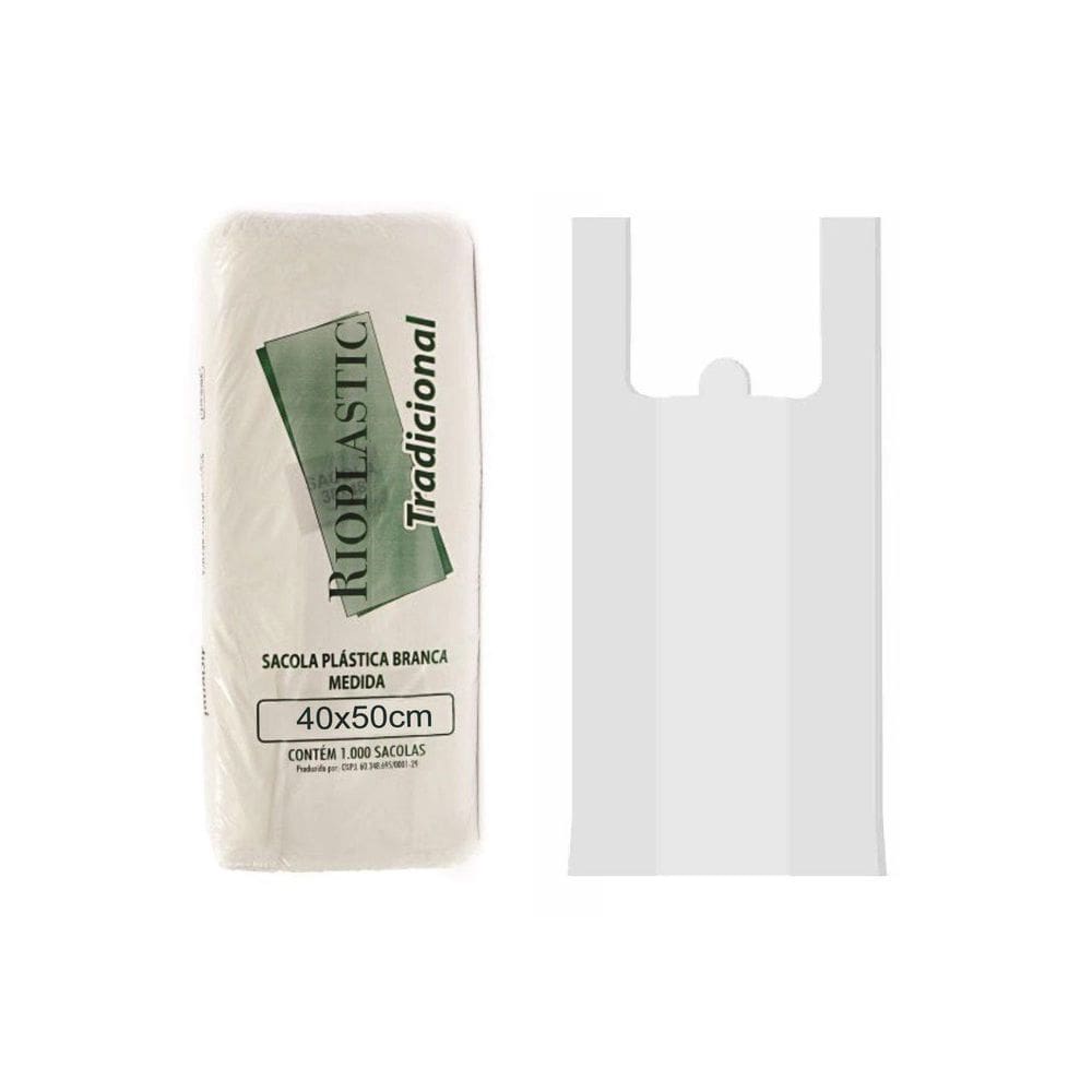 Sacola Plástica Média Branca 40X50Cm - Rioplastic C/1000