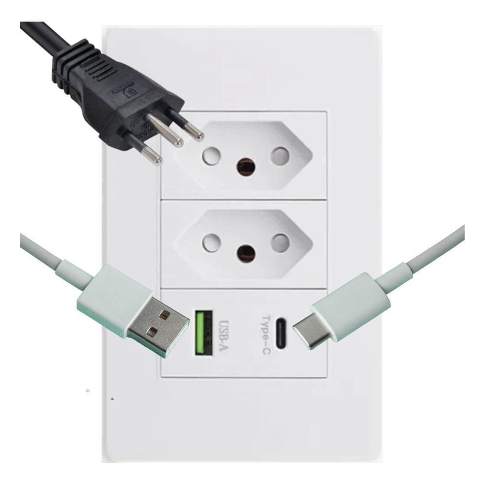 Tomada Parede Dupla Usb-C - Praticidade E Segurança