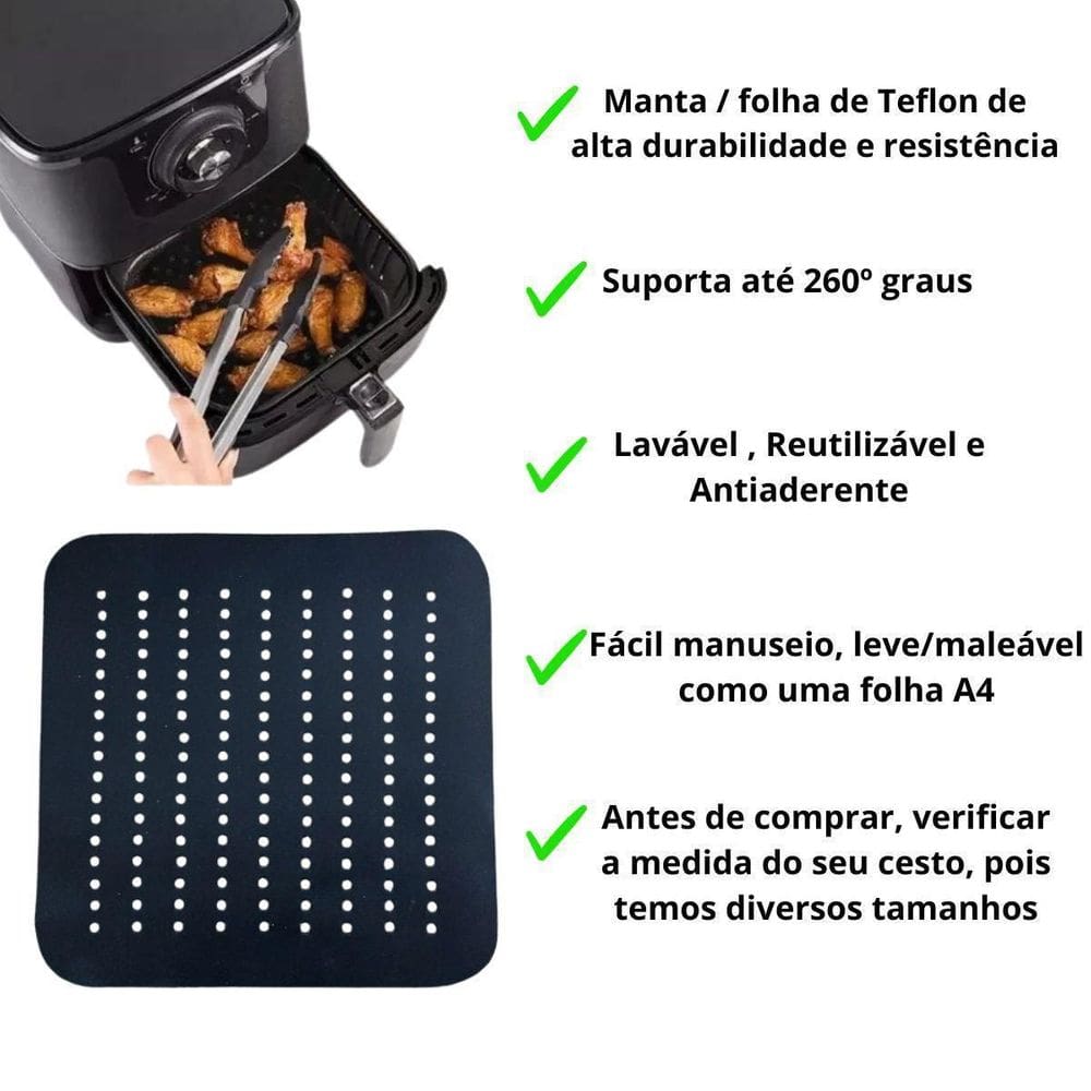 Tapete Folha Teflon 26Cm Jumbo Air Fryer 8L Mondial Afn80-Bi