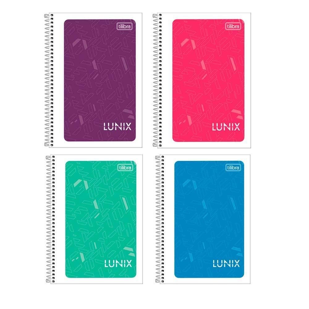 Caderneta Espiral Capa Flexível 1/8 Lunix Cores 48 Folhas