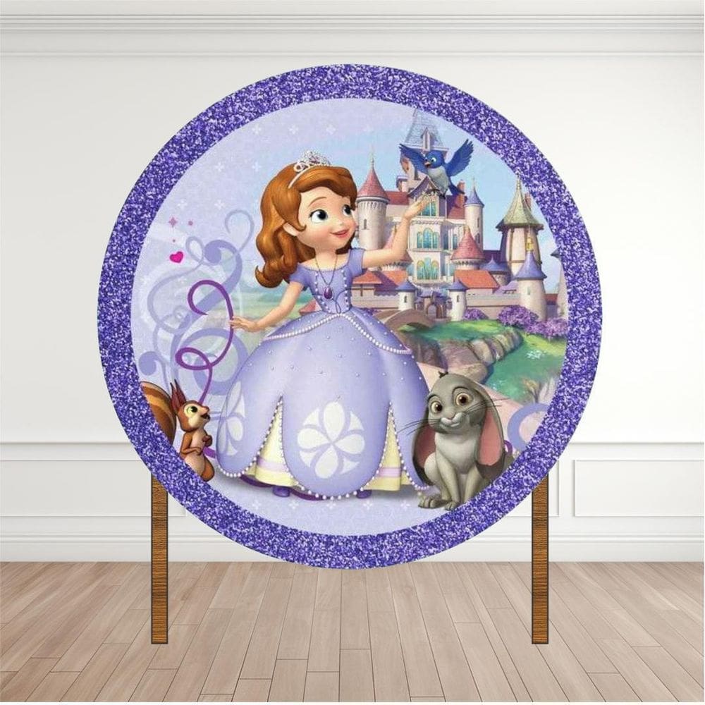 Painel Redondo Lona Fosca 1,20M- Tema Princesa Sofia