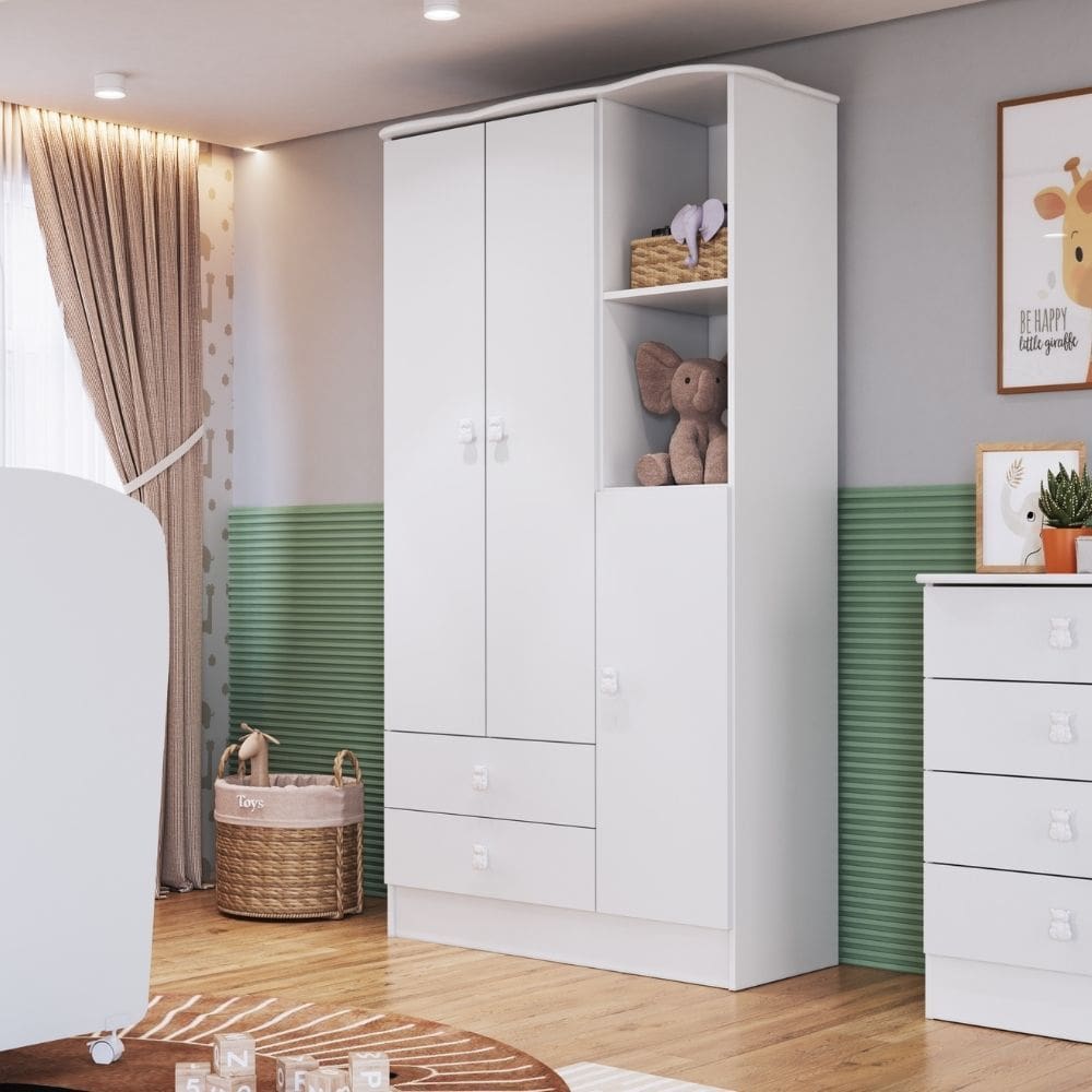 Guarda Roupa Infantil 3 Portas 2 Gavetas Tedy Percasa