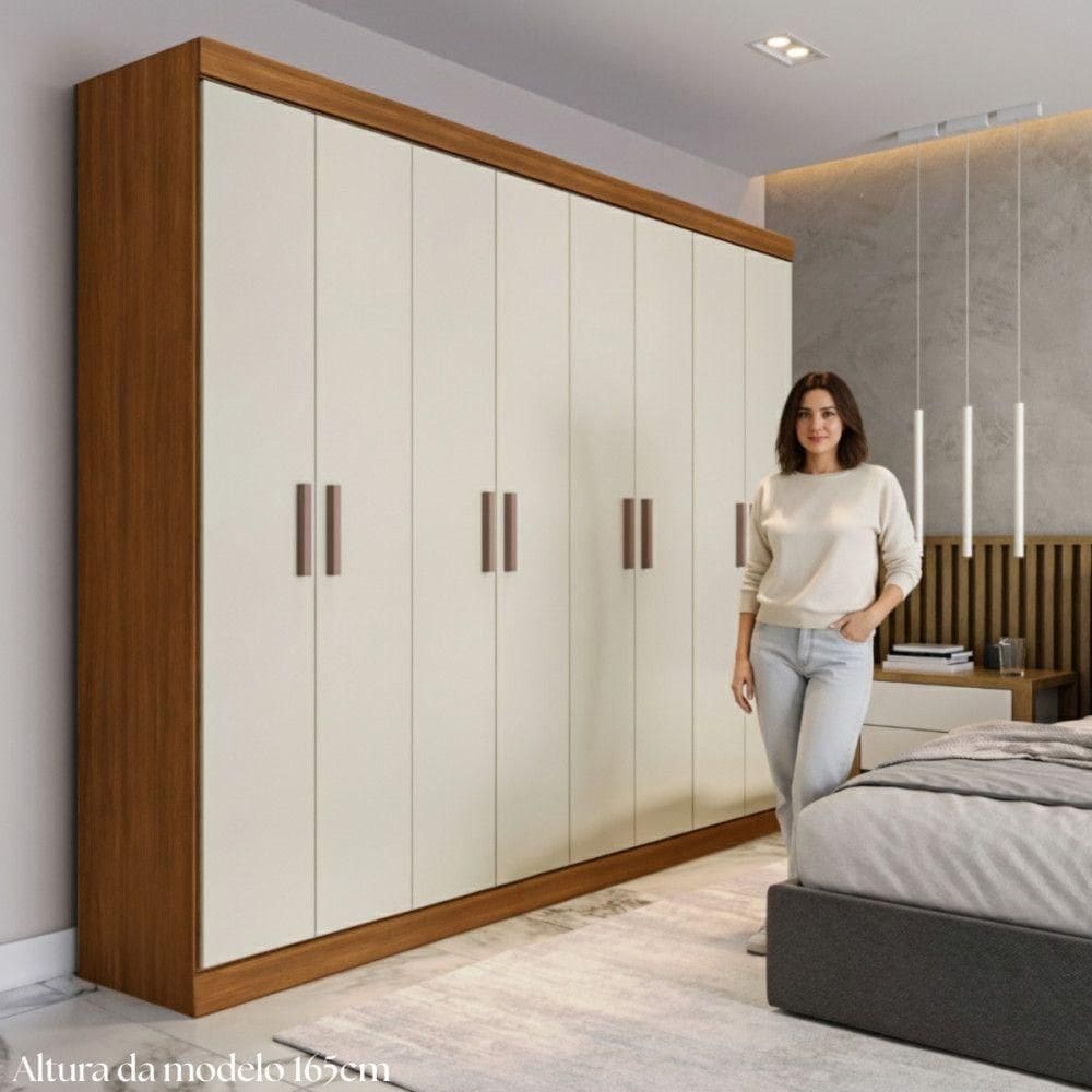 Guarda-roupa Casal Maxel Paris 8 Portas Cinamomo/off | Casas Bahia