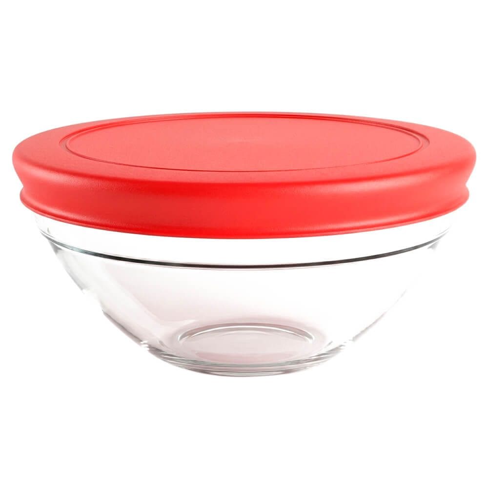 Pote de Vidro Refratário Borossilicato com Tampa Vermelha 500ml  1 peça - Casambiente