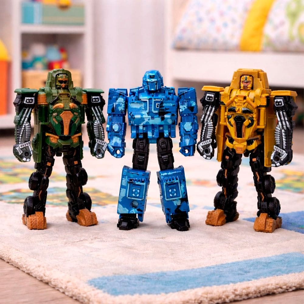 Brinquedo Soldado Robô Acessórios Transforma Carro Kit 3pçs