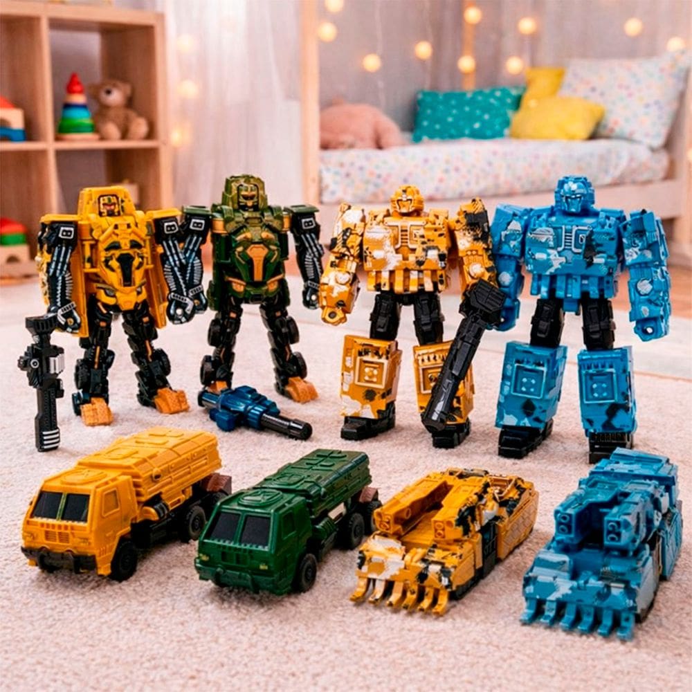 Brinquedo Robô Soldado Acessórios Transforma Carro Kit 4pçs