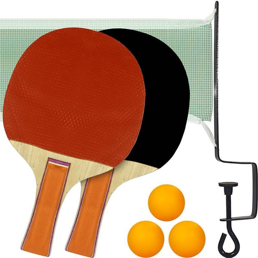 Kit Ping Pong Tênis De Mesa - 2 Raquetes + 3 Bolas + 1 Rede