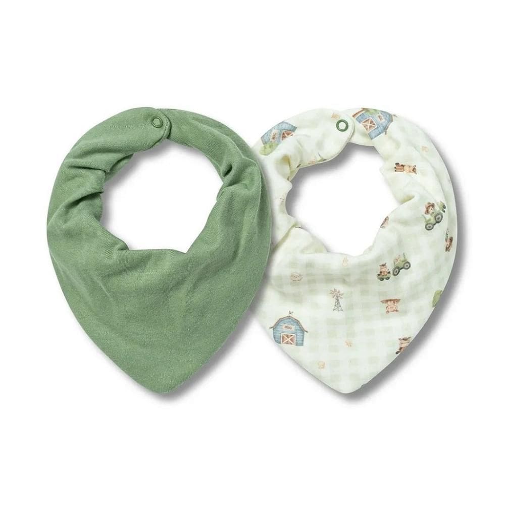 Kit Com 2 Babadores Hug Bandana Fazendinha Verde