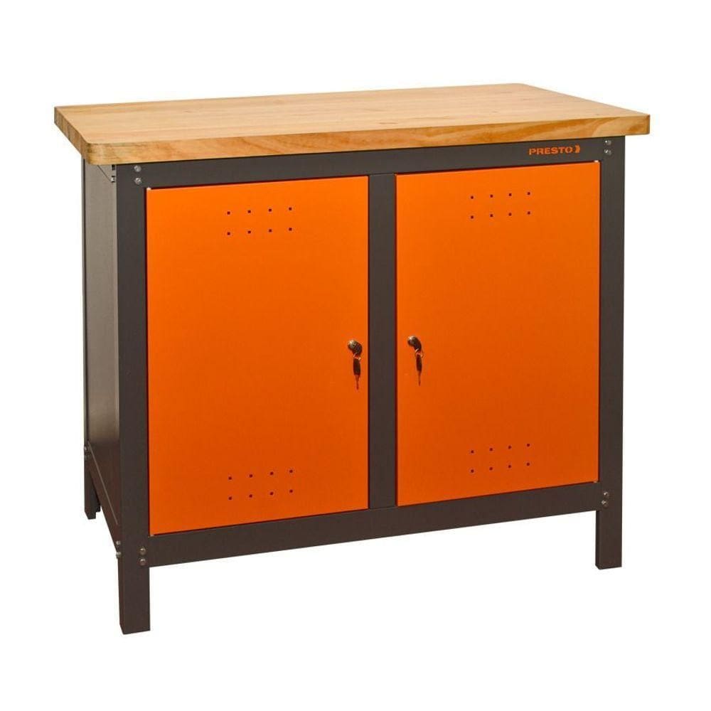 Bancada Profissional Fechada 1,10m Cinza E Laranja Presto