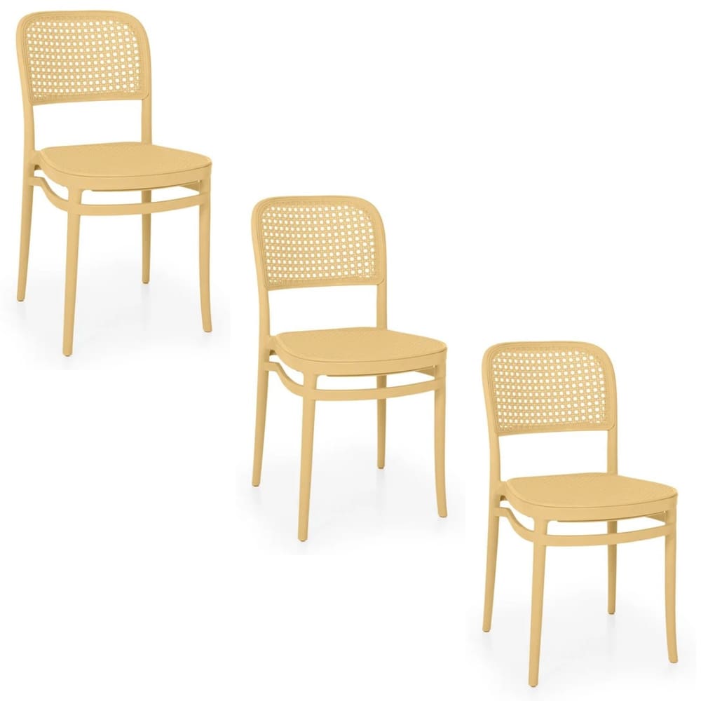 Kit 3 Cadeiras de Jantar Roma para Sala e Cozinha Bege