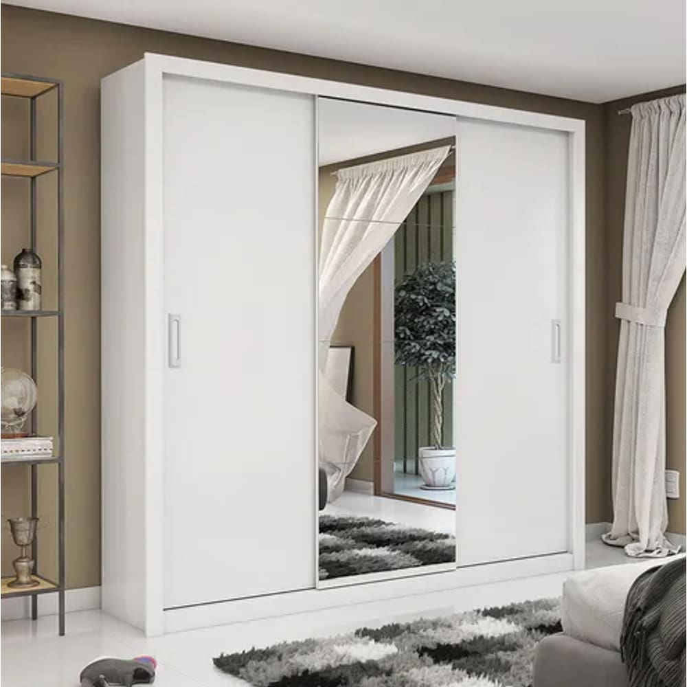 Guarda Roupa Bahia 3 Portas com Espelho Plus Branco Carioca