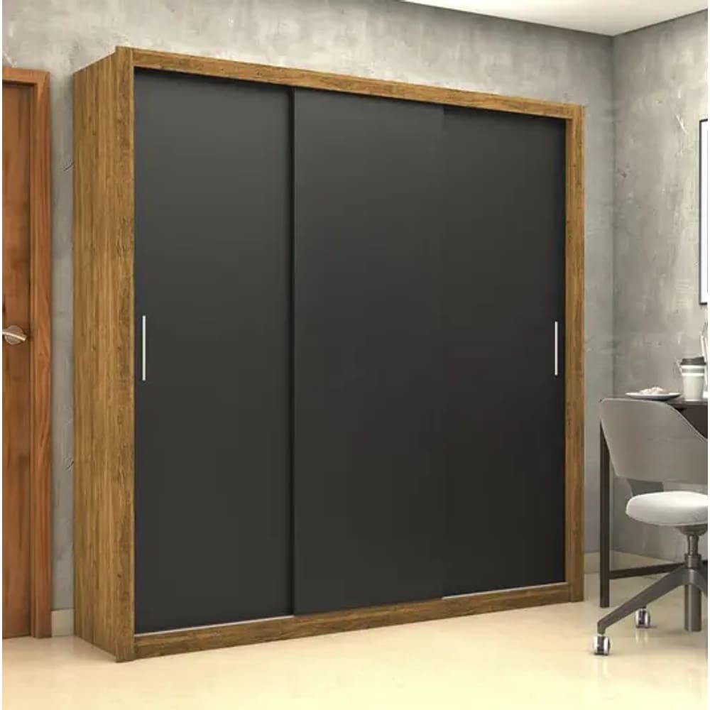 Guarda Roupa Clarice 3 Pts Cinamomo/Preto - Carioca Móveis