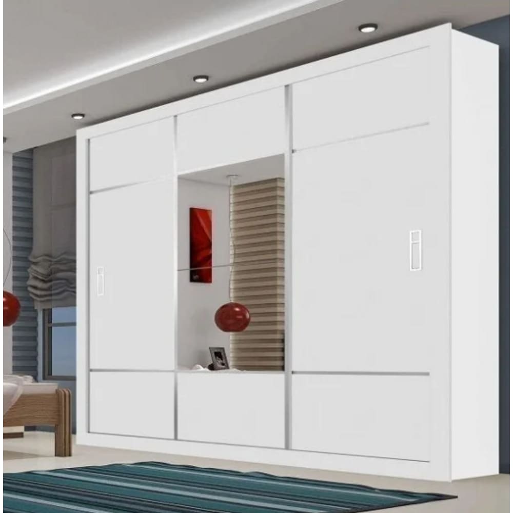 Guarda Roupa Lotse Com Espelho Branco - Carioca Móveis