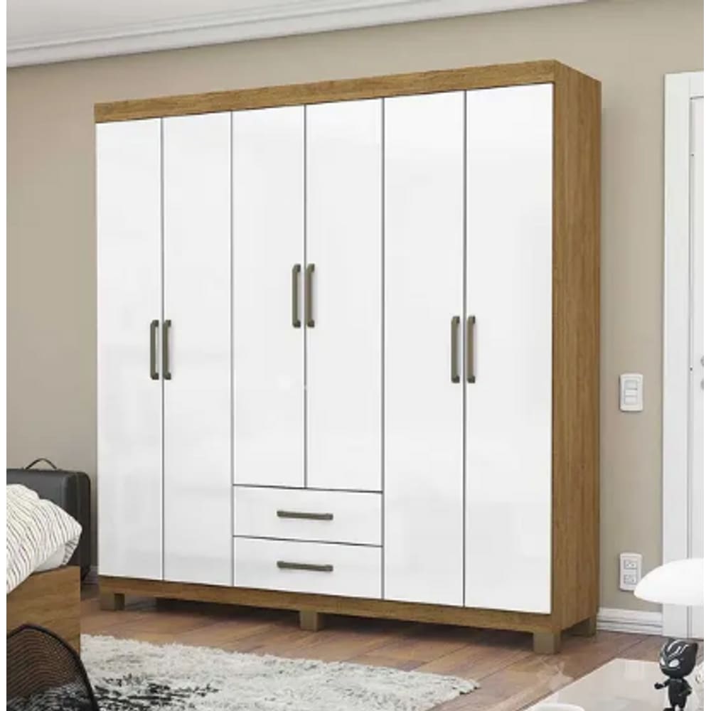 Guarda Roupa Áries Sem Espelho com Pés Cinamomo/Bco - Carioca