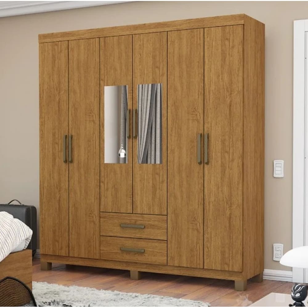 Guarda Roupa Áries Com Espelho e Pés Cinamomo - Carioca