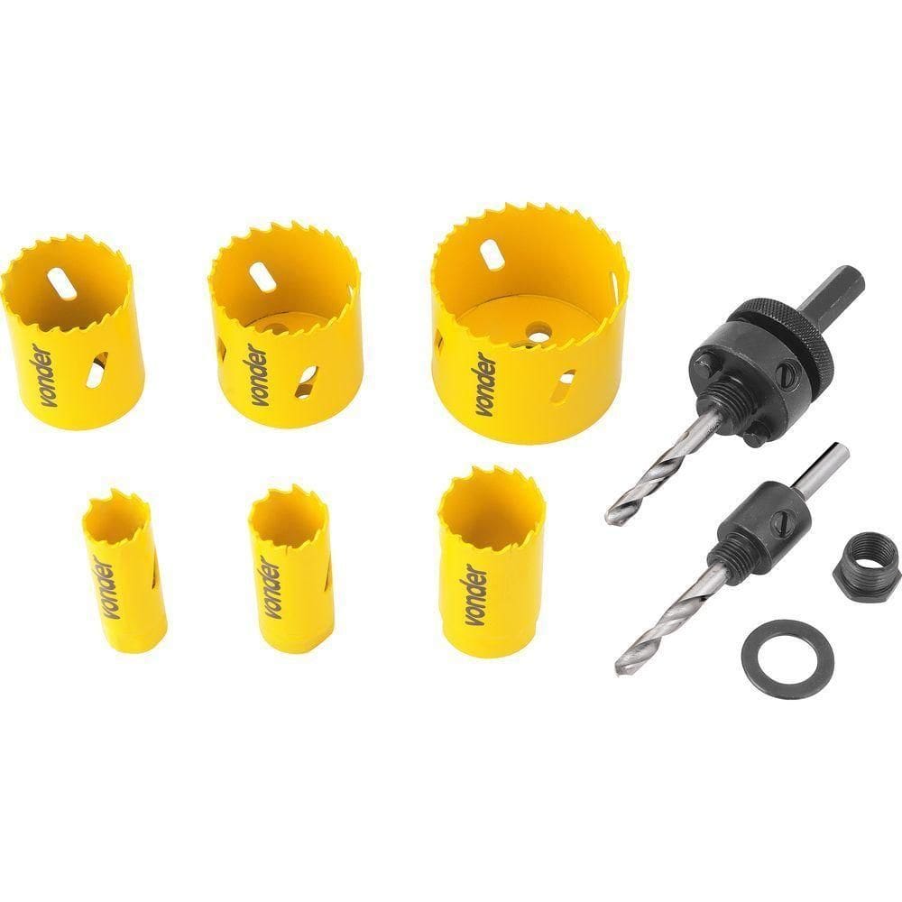 Jogo Serra Copo Aço Rápido 22-64mm Bimetálica Metal Vonder