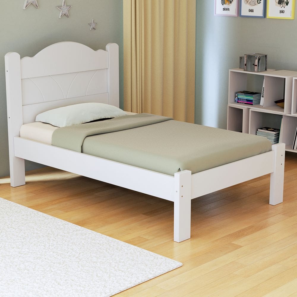 Cama Alice Solteiro 100% MDF Estrado Reforçado Pés 7,5x4,5cm