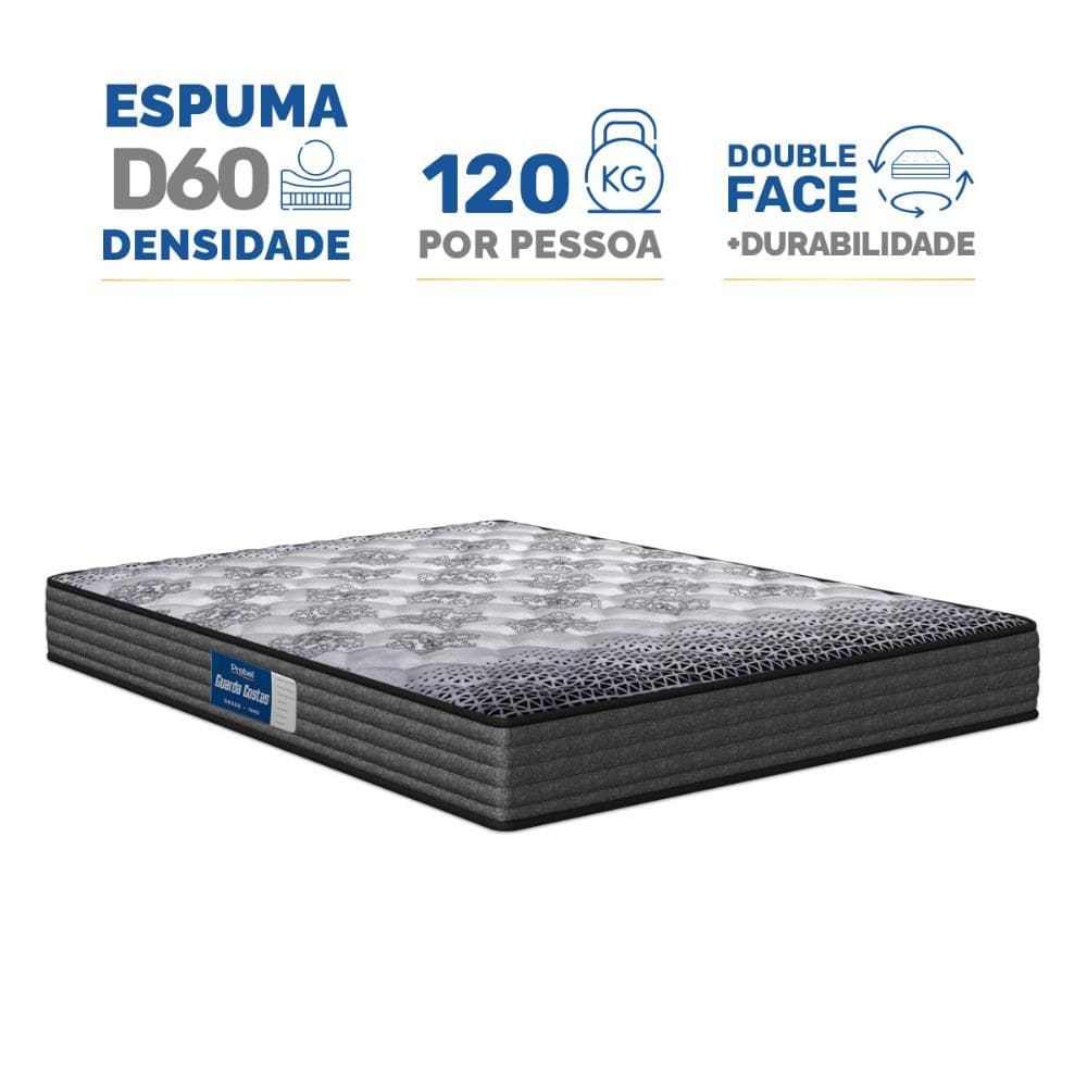 Colchão de Espuma D60 Double Face Guarda Costas Comfort Force Probel Queen 158cm