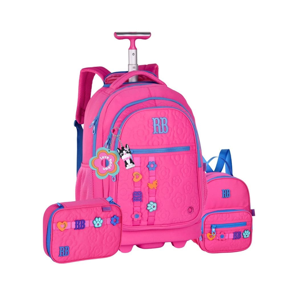 Mochila de Rodas Rebecca Bonbon Lancheira Estojo Box Escolar