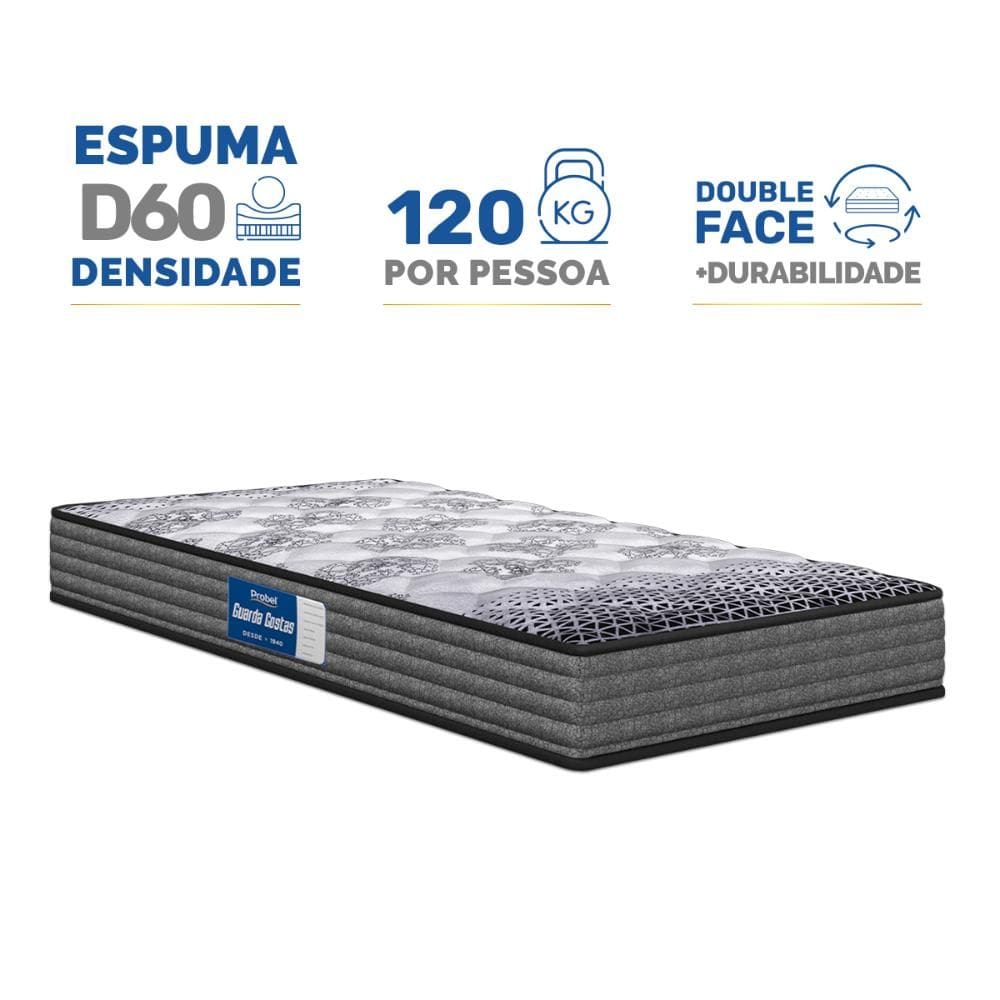 Colchão de Espuma D60 Double Face Guarda Costas Comfort Force Probel Solteiro 88cm