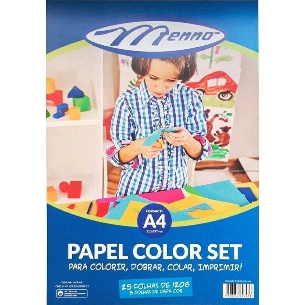 Papel Color Set Colorido A4 - 24 FLS - 120g - MP801 - Menno
