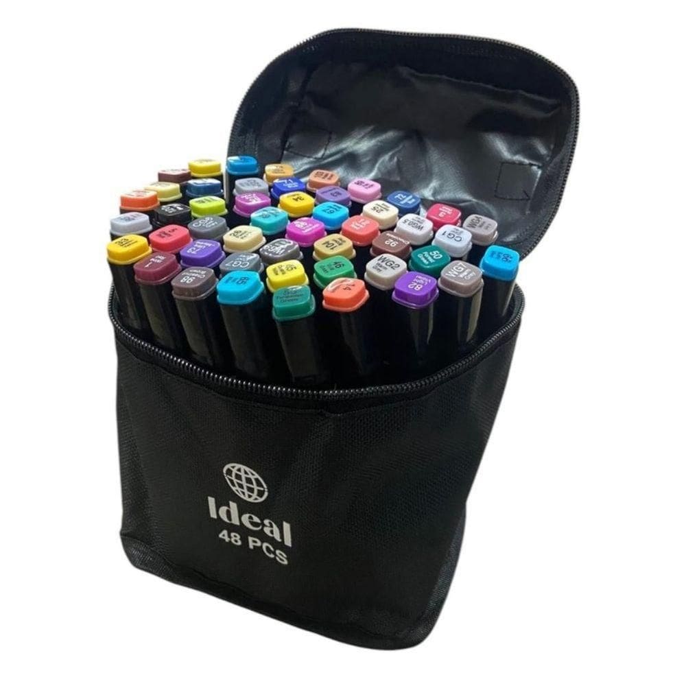 Estojo Com 48 Canetas De Colorir Hidrográficas